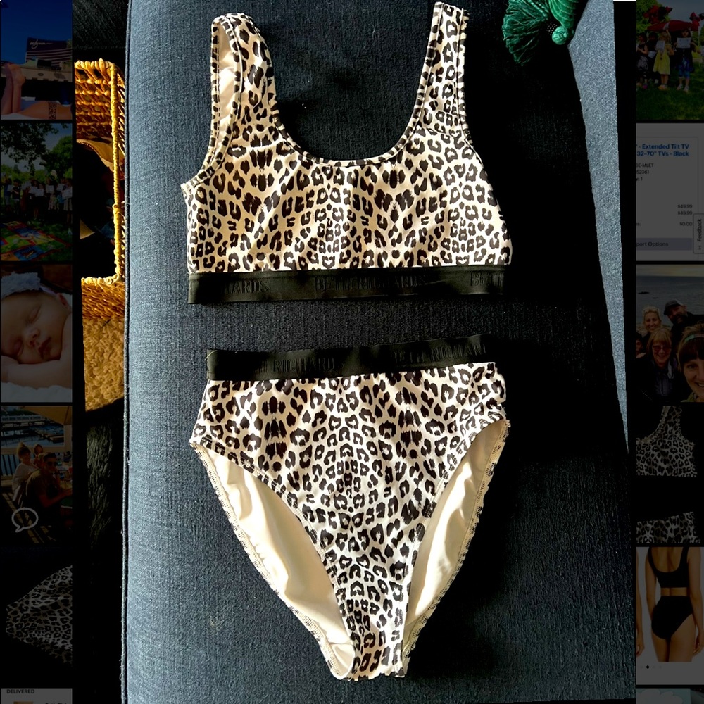 Beth Richards Kim High Waisted Bikini Bottoms and Bikini Top SNOW LEOPARD